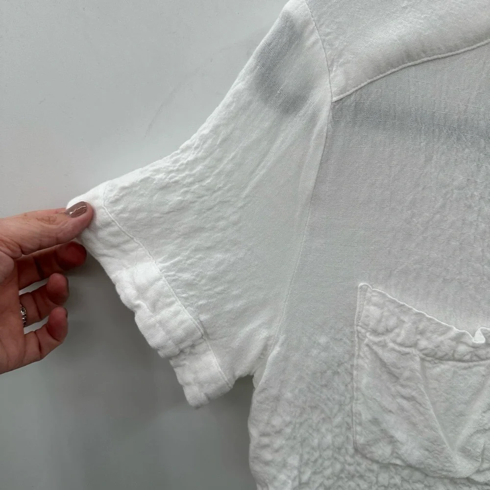 JANE & DELANCEY white shirt sleeve lightweight blouse.  SMALL - Picture 3 of 10